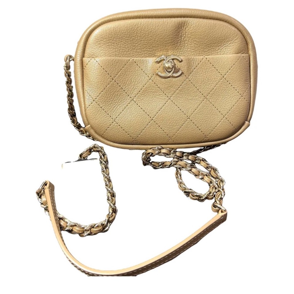 Chanel Beige Quilted Crossbody Bag